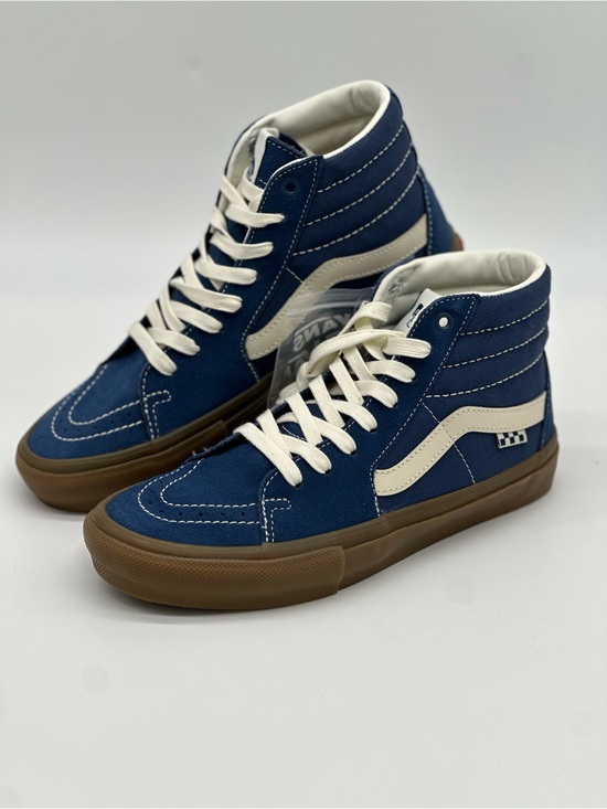 Vans Other - Vans Navy Canvas High-Top Sneakers with Cream Stripe
